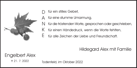 Anzeige von Engelbert Alex von  Schaufenster/Blickpunkt 
