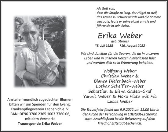 Anzeige von Erika Weber von  Werbepost 
