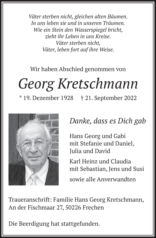 Anzeige von Georg Kretschmann von  Wochenende 