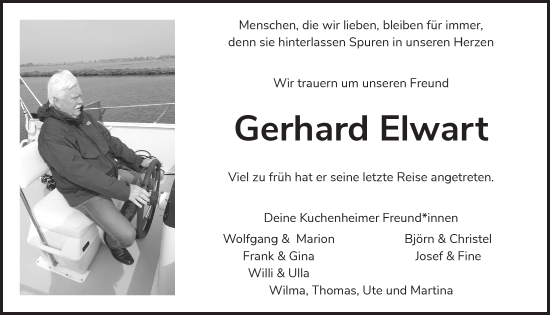 Anzeige von Gerhard Elwart von  Blickpunkt Euskirchen 