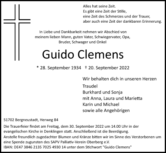 Anzeige von Guido Clemens von Kölner Stadt-Anzeiger / Kölnische Rundschau / Express