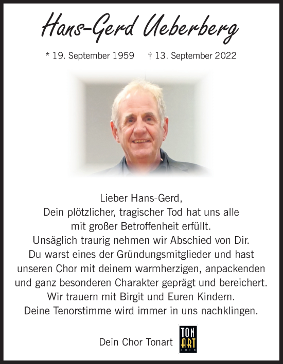 Anzeige von Hans-Gerd Ueberberg von Kölner Stadt-Anzeiger / Kölnische Rundschau / Express