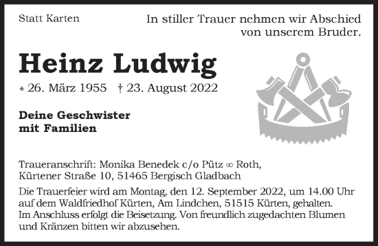 Anzeige von Heinz Ludwig von  Bergisches Handelsblatt 