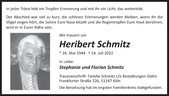 Anzeige von Heribert Schmitz von  Extra Blatt 