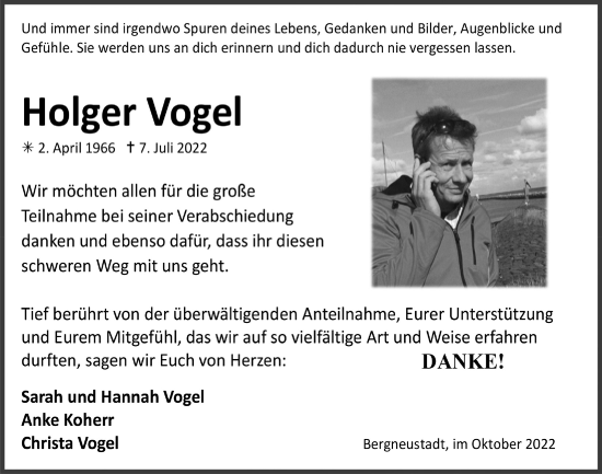 Anzeige von Holger Vogel von  Anzeigen Echo 