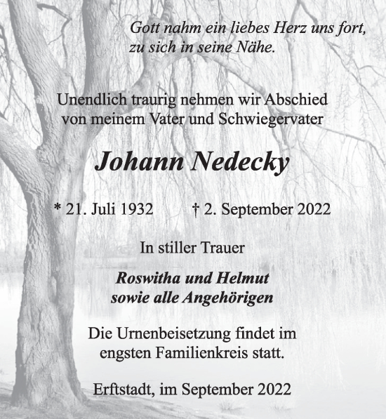 Anzeige von Johann Nedecky von  Werbepost 
