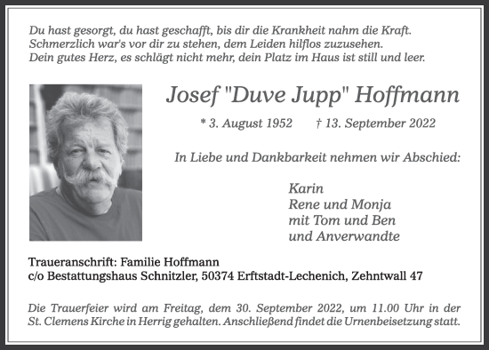 Anzeige von Josef  Hoffmann von  Werbepost 