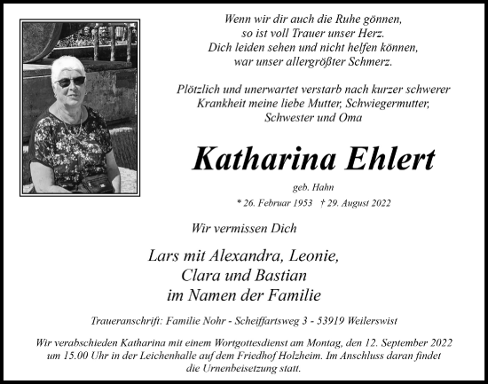 Anzeige von Katharina Ehlert von  Blickpunkt Euskirchen 