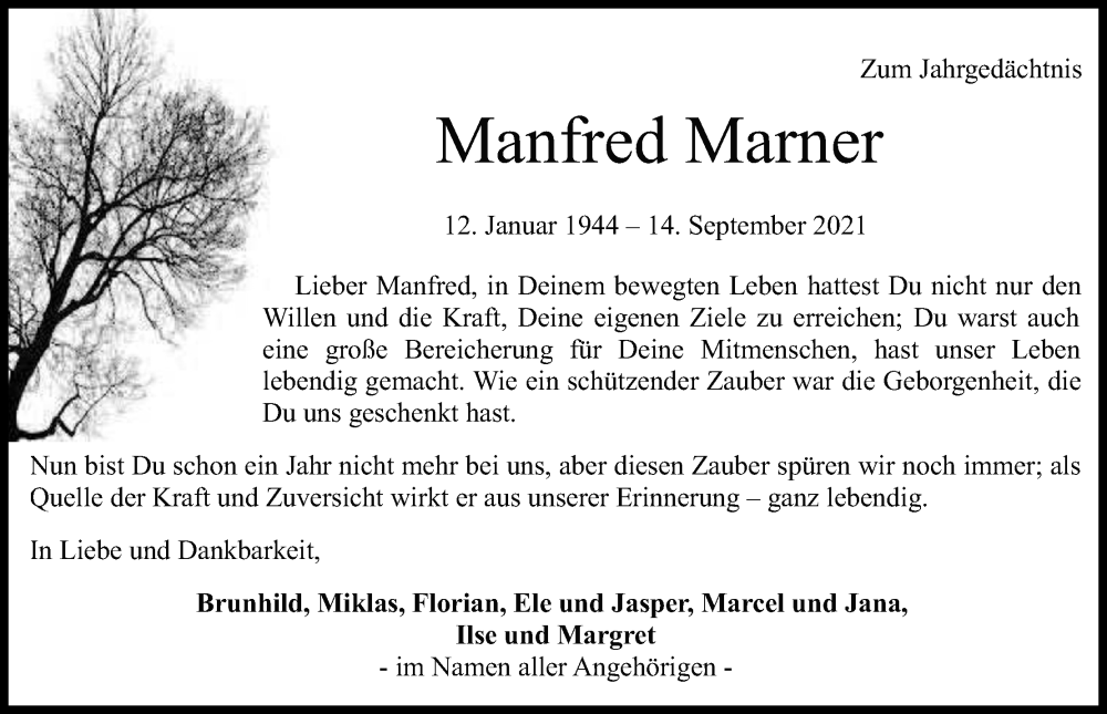  Traueranzeige für Manfred Marner vom 10.09.2022 aus Kölner Stadt-Anzeiger / Kölnische Rundschau / Express