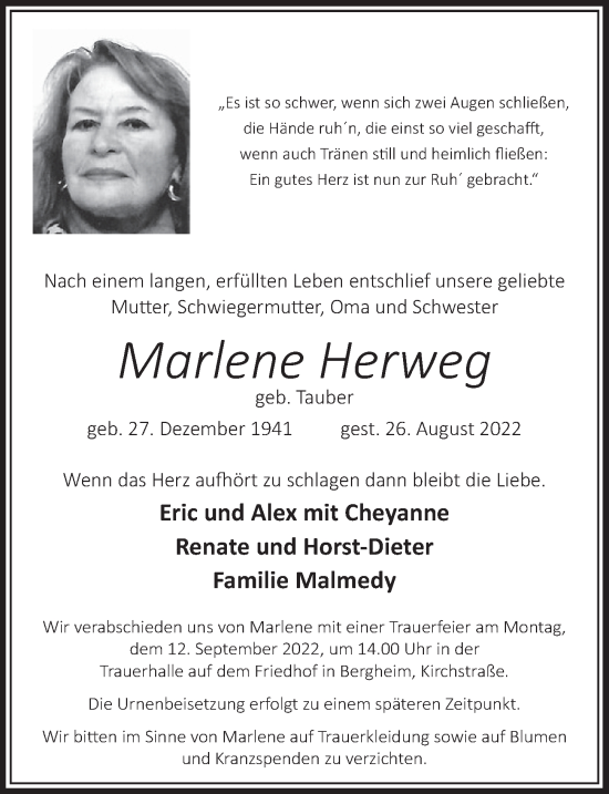 Anzeige von Marlene Herweg von  Werbepost 