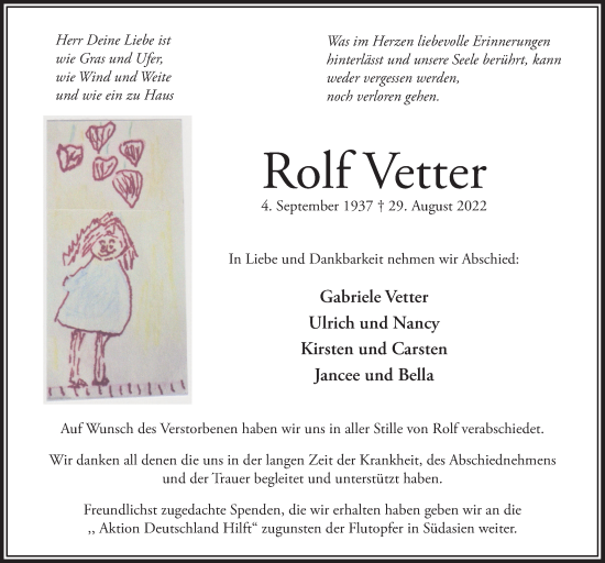 Traueranzeigen von Rolf Vetter WirTrauern
