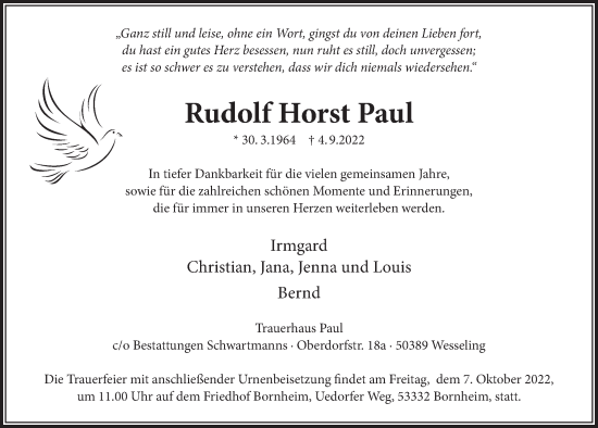 Anzeige von Rudolf Horst Paul von  Schlossbote/Werbekurier 