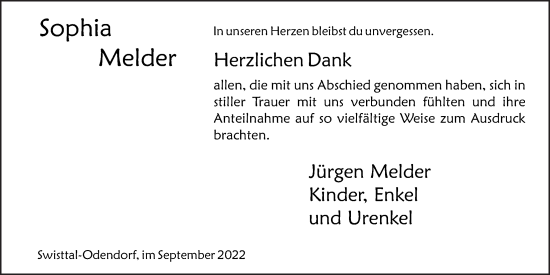 Anzeige von Sophia Melder von  Schaufenster/Blickpunkt 