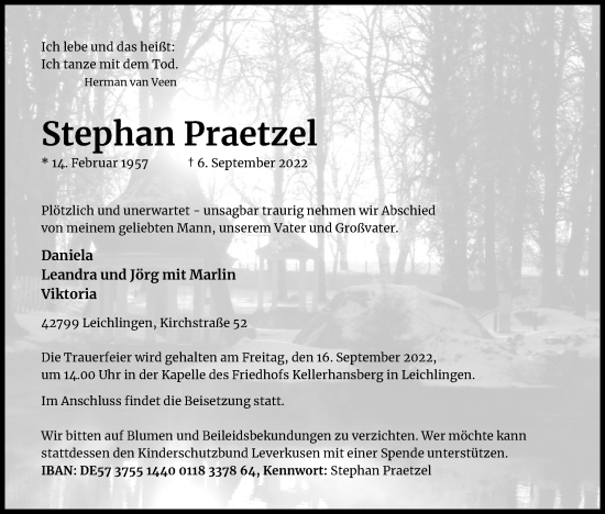Anzeige von Stephan Praetzel von Kölner Stadt-Anzeiger / Kölnische Rundschau / Express