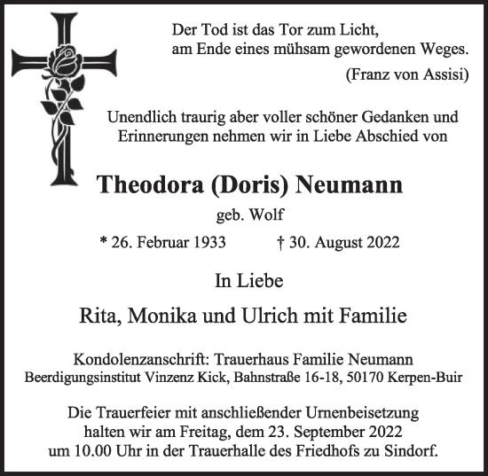 Anzeige von Theodora  Neumann von  Werbepost 
