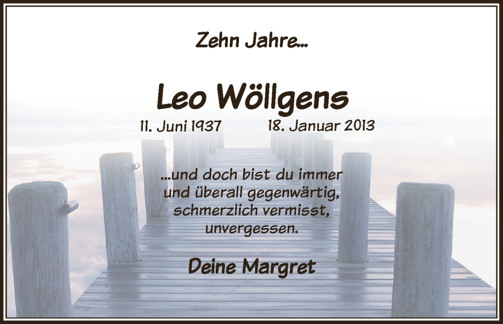  Traueranzeige für Leo Wöllgens vom 18.01.2023 aus Kölner Stadt-Anzeiger / Kölnische Rundschau / Express