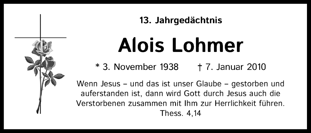  Traueranzeige für Alois Lohmer vom 18.07.2023 aus Kölner Stadt-Anzeiger / Kölnische Rundschau / Express