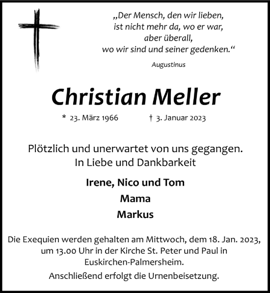 Anzeige von Christian Meller von  Blickpunkt Euskirchen 