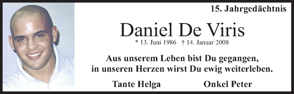  Traueranzeige für Daniel De Viris vom 18.07.2023 aus Kölner Stadt-Anzeiger / Kölnische Rundschau / Express