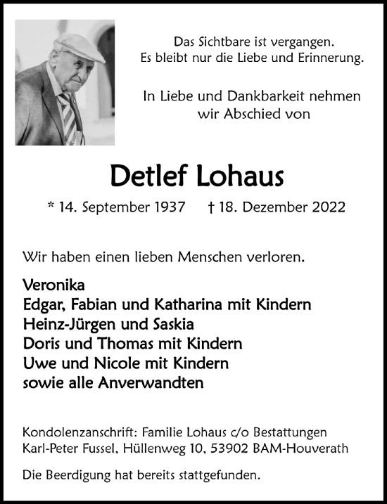 Anzeige von Detlef Lohaus von  Blickpunkt Euskirchen 