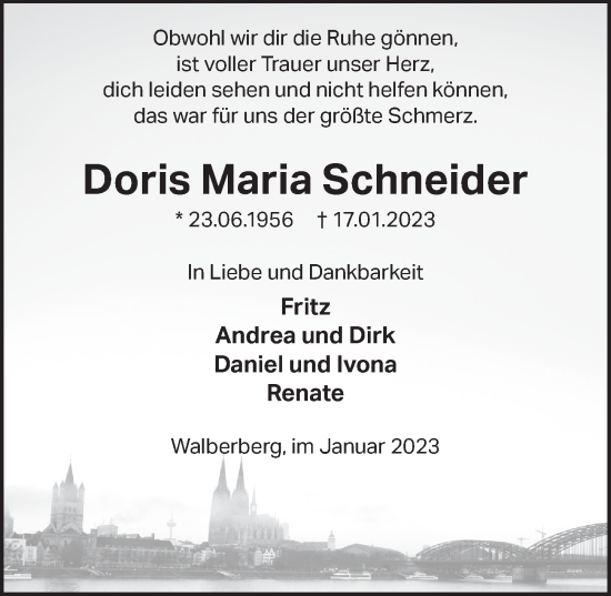 Anzeige von Doris Maria Schneider von  Schlossbote/Werbekurier 
