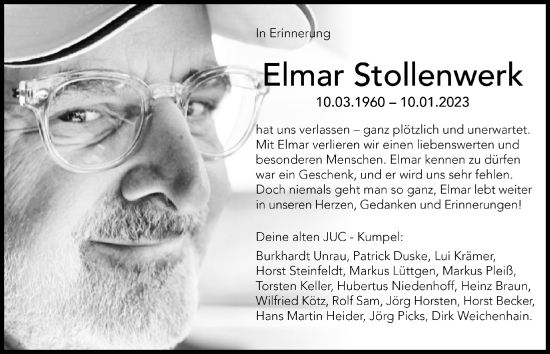 Anzeige von Elmar Stollenwerk von  Bergisches Handelsblatt 