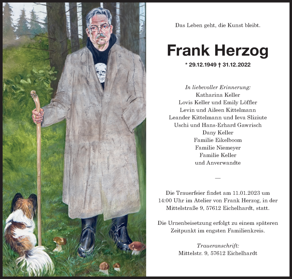  Traueranzeige für Frank Herzog vom 07.01.2023 aus Kölner Stadt-Anzeiger / Kölnische Rundschau / Express