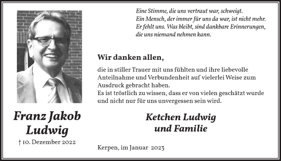 Anzeige von Franz Ludwig von  Werbepost 