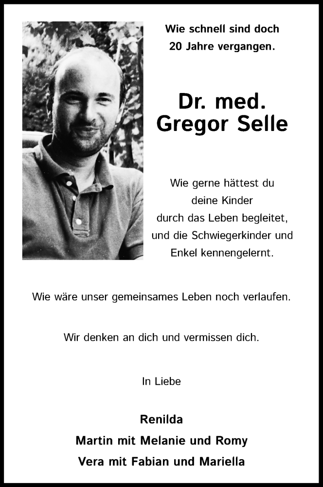  Traueranzeige für Gregor Selle vom 28.01.2023 aus Kölner Stadt-Anzeiger / Kölnische Rundschau / Express