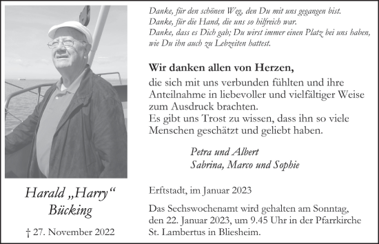 Anzeige von Harald Bücking von  Werbepost 