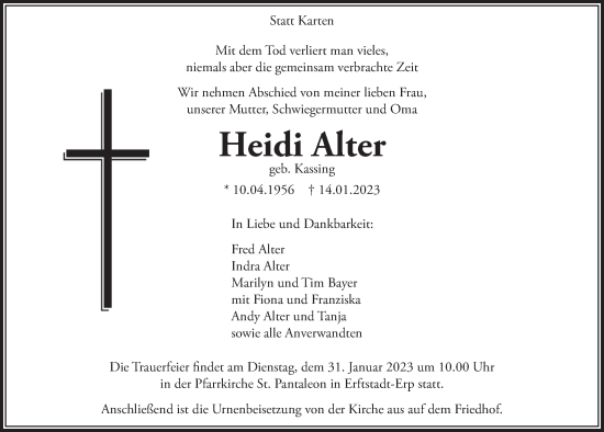 Anzeige von Heidi Alter von  Werbepost 