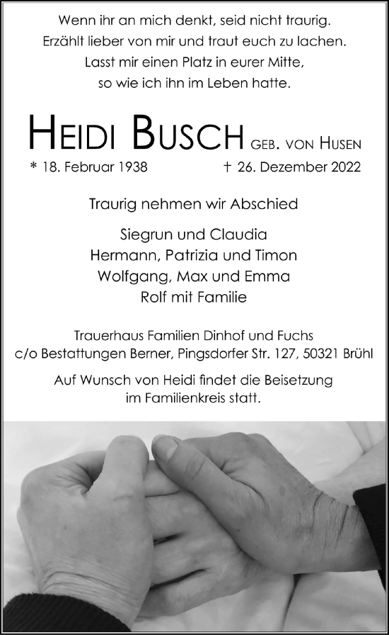 Anzeige von Heidi Busch von  EXPRESS - Die Woche 