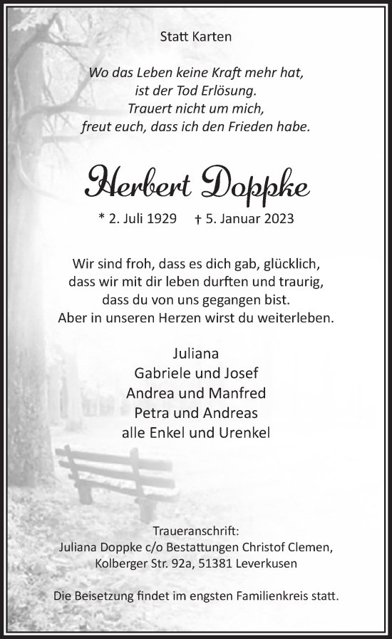 Anzeige von Herbert Doppke von  Lokale Informationen 