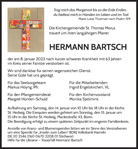 Anzeige von Hermann Bartsch von Kölner Stadt-Anzeiger / Kölnische Rundschau / Express