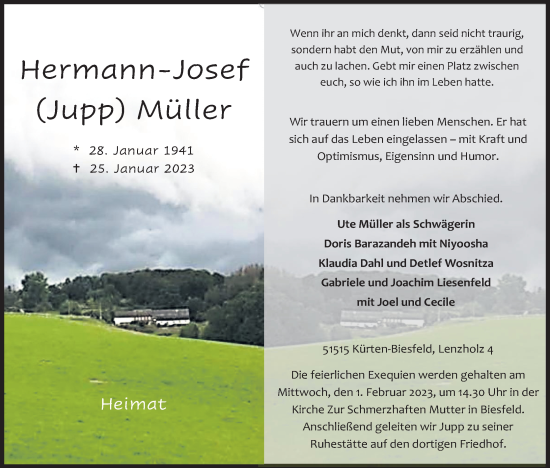 Anzeige von Hermann-Josef Müller von Kölner Stadt-Anzeiger / Kölnische Rundschau / Express