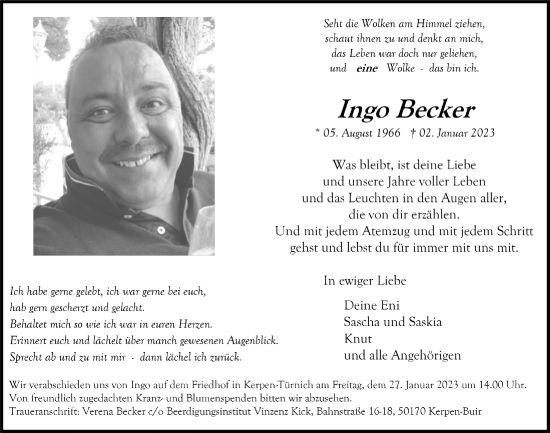 Anzeige von Ingo Becker von  Werbepost 