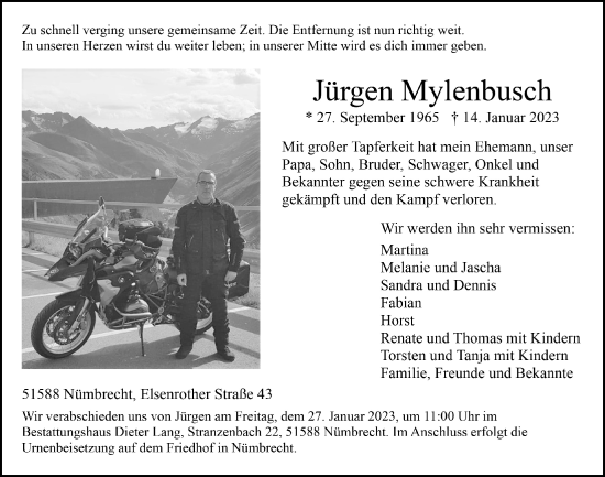 Anzeige von Jürgen Mylenbusch von  Lokalanzeiger 