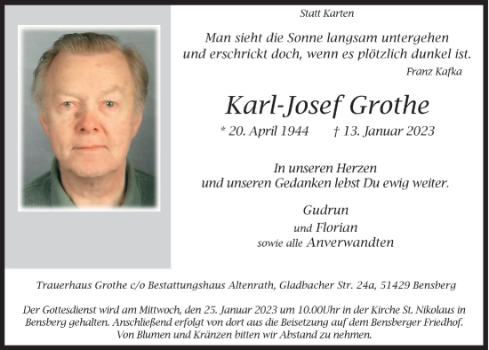 Anzeige von Karl-Josef Grothe von  Bergisches Handelsblatt 