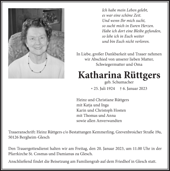 Anzeige von Katharina Rüttgers von  Werbepost 