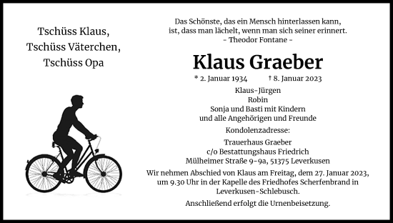 Anzeige von Klaus Graeber von Kölner Stadt-Anzeiger / Kölnische Rundschau / Express