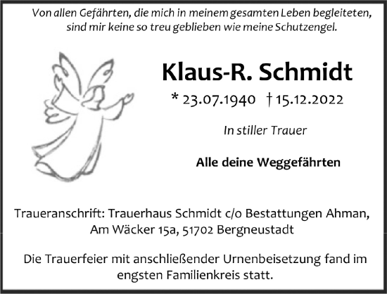 Anzeige von Klaus-R. Schmidt von  Anzeigen Echo 