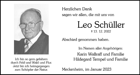 Anzeige von Leo Schüller von  Schaufenster/Blickpunkt 