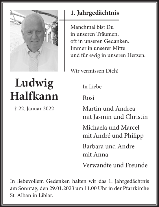 Anzeige von Ludwig Halfkann von  Werbepost 