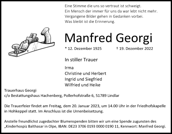 Anzeige von Manfred Georgi von Kölner Stadt-Anzeiger / Kölnische Rundschau / Express