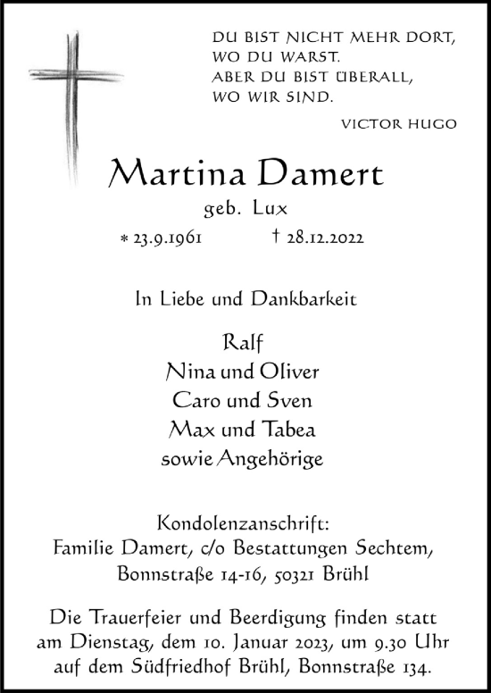 Anzeige von Martina Damert von  Schlossbote/Werbekurier 