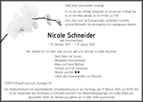 Anzeige von Nicole Schneider von  Werbepost 
