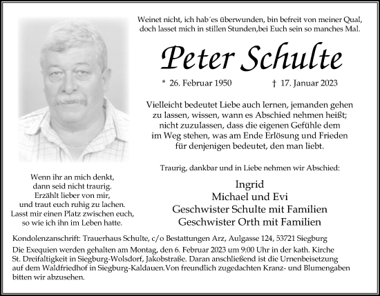 Anzeige von Peter Schulte von Kölner Stadt-Anzeiger / Kölnische Rundschau / Express