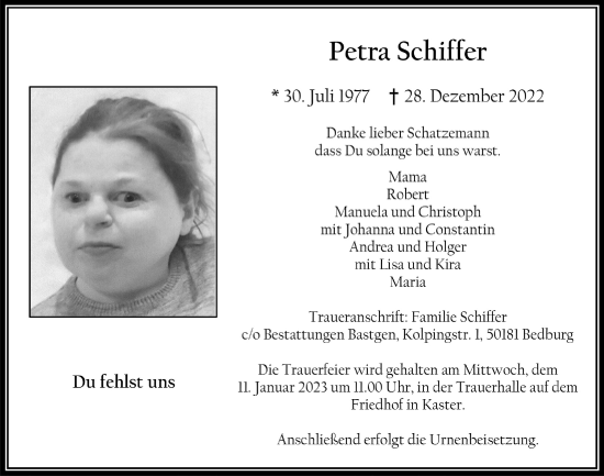 Anzeige von Petra Schiffer von  Werbepost 