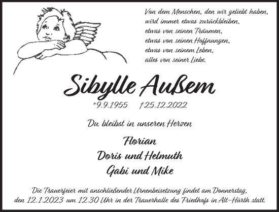 Anzeige von Sibylle Außem von  Wochenende 