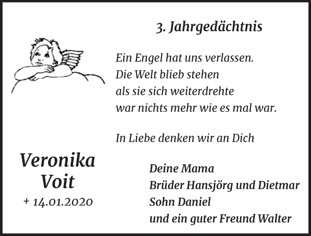  Traueranzeige für Veronika Voit vom 18.07.2023 aus  EXPRESS - Die Woche 
